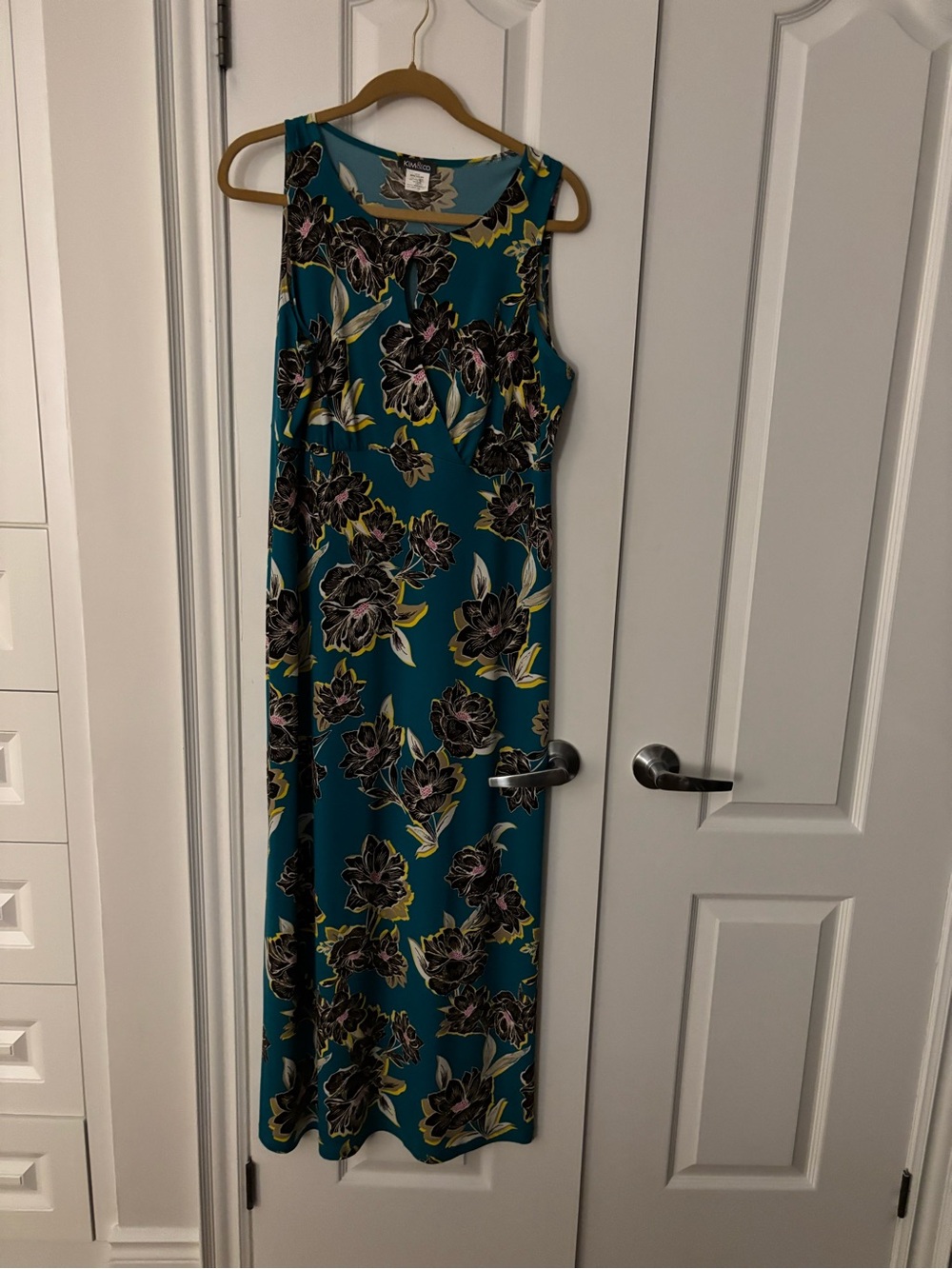 Teal Floral Sleeveless Maxi Dress